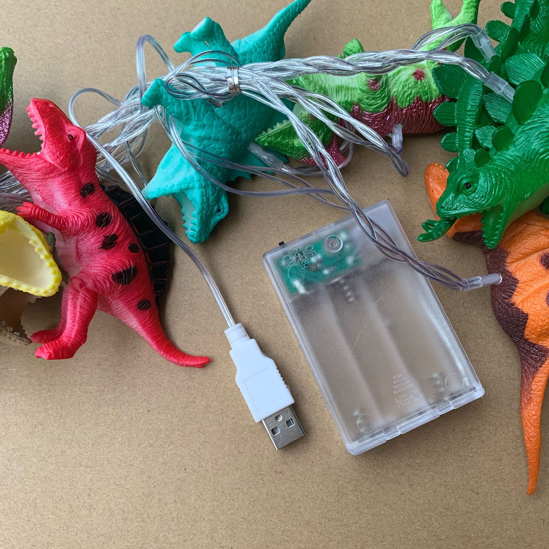 2021 transfronteriza nueva cadena de luz de dinosaurio LED habitación de los niños decoración de dibujos animados Cadena de luz de vacaciones de Navidad fábrica al por mayor