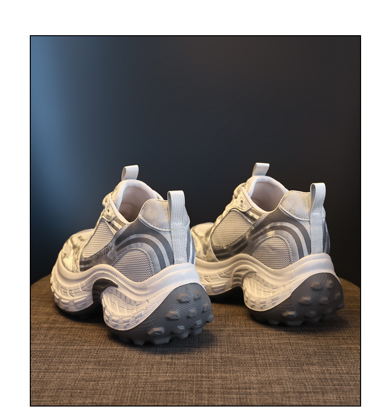 Giày sneaker nữ chunky đế dày lưới thoáng khí, tăng chiều cao bên trong — Xanh lá cây nhạtcolor chi tiết 20