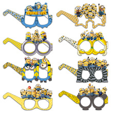 新款神偷奶爸主题纸质眼镜儿童生日派对拍照道具小黄人眼镜装饰品