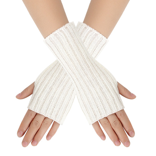 Autumn and winter acrylic wool gloves warm arm sleeves leaky fingers autumn and winter fake sleeve sleeves cross-border knitted gloves hand warmers