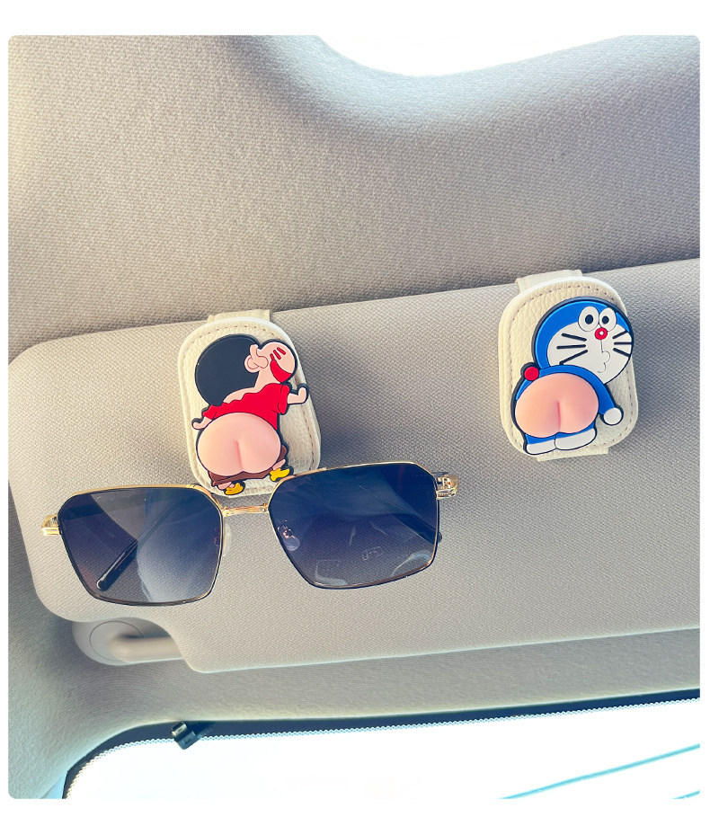 Cartoon Crayon Shin-Chan Car Glasses Holder Card Holder Cute Car Sun Visor Multifunctional Sunglasses Holder