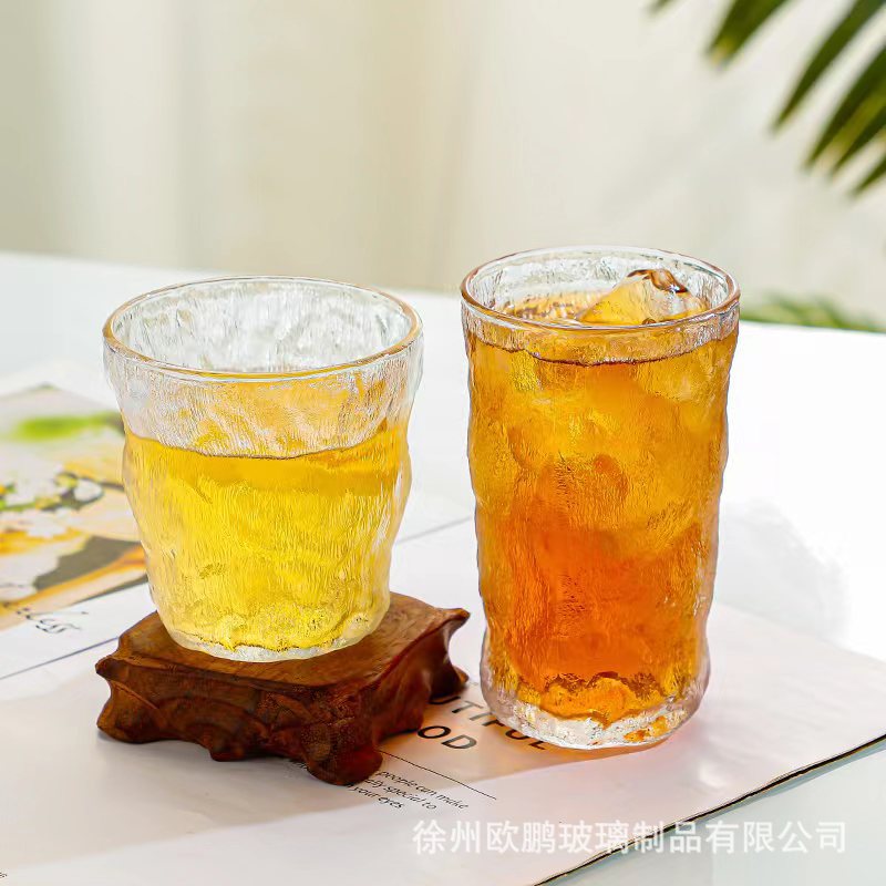 Internet celebrity ice flow pattern glass transparent cup home water cup creative beer cup whiskey cup Japanese hammer pattern cup 