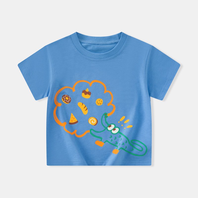 Sea top, fuente de ropa para niños, camiseta de manga corta para niños, verano nuevo estilo, ropa de bebé de cocodrilo para niños pequeños y medianos