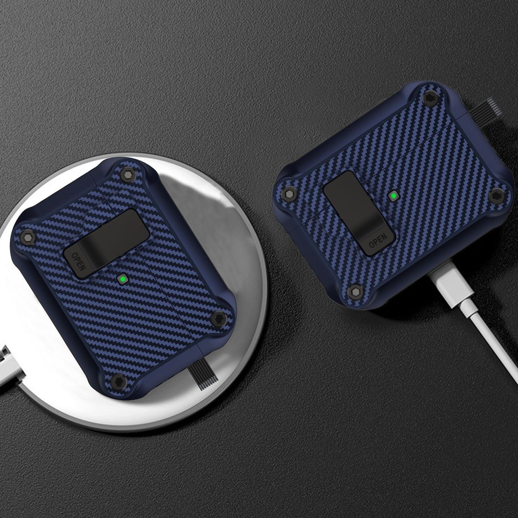 AirPods Pro 2 Case with Apple AirPods Magnetic Lock Switch Carbon Fiber Texture AirPods Earbud Case