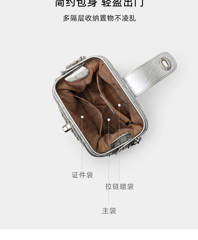 Túi đeo chéo nữ da thật dáng vỏ sò — bạc, Lời bài hát: Silver (Public Version) chi tiết 9
