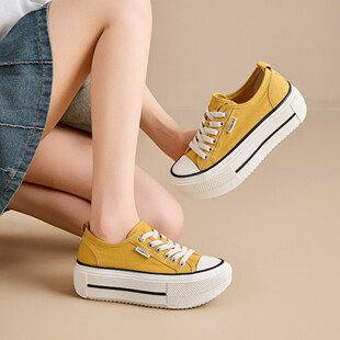 6.5cm Height-Increasing Rubber-Soled Canvas Shoes for Women, New Summer Thick-Soled Casual Shoes, Fashion Model Fcx098-111