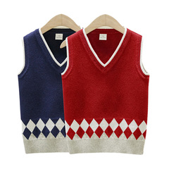 Children's Knit Vest, Cardigan for Spring and Autumn, Unisex, Middle and Small Children, Class Uniform, College Style School Uniform, Wool Cardigan Jacket
