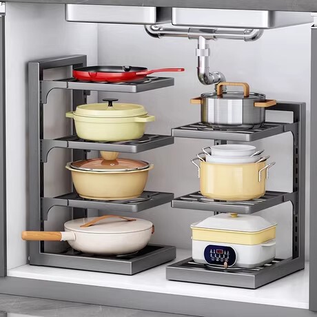 キッチン棚鍋棚ステンレス家庭用鍋具収納棚下水槽戸棚戸棚釘なしコーナー壁掛け|undefined