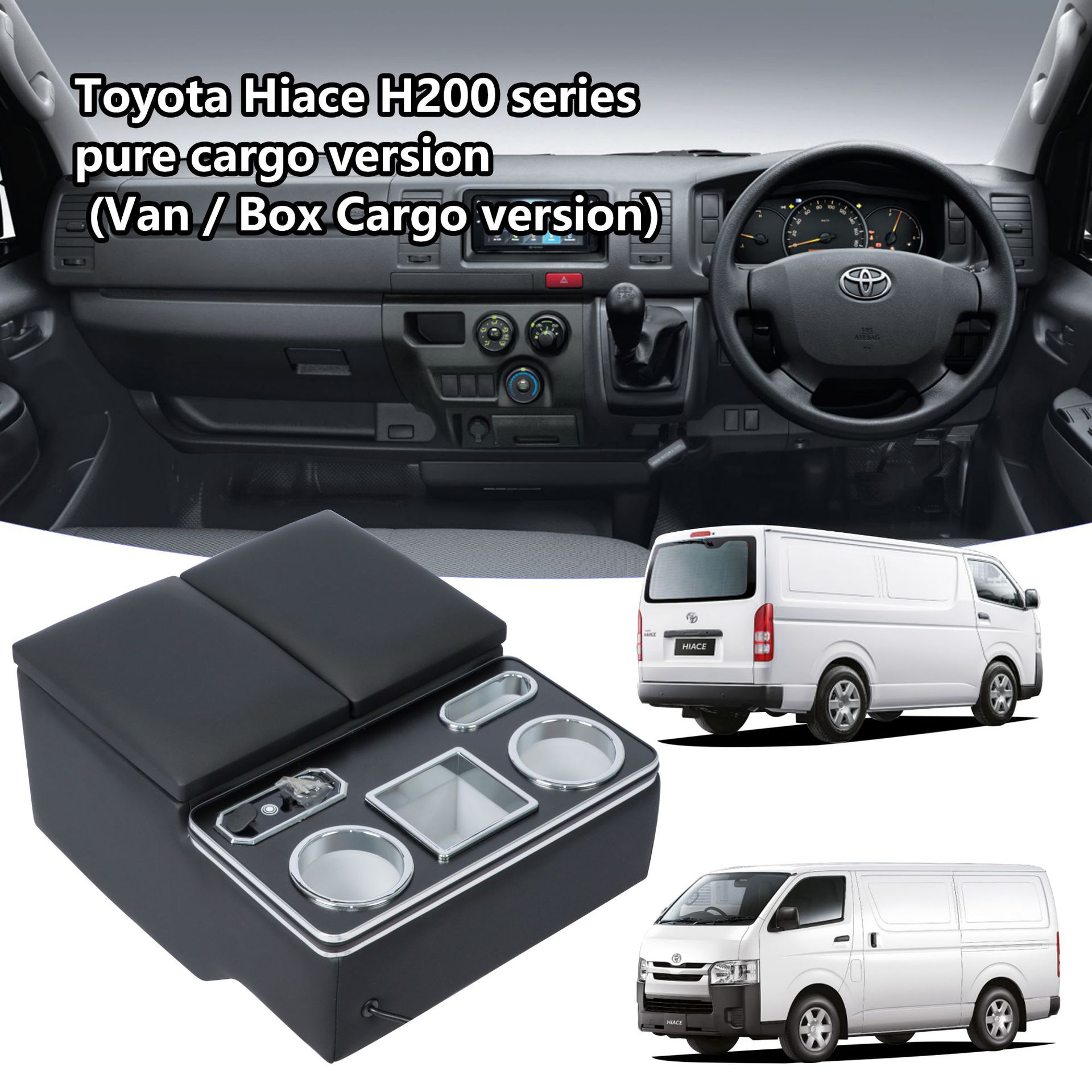 Suitable for Toyota Hiace 200 Series Dx Armrest Box, Center Console Storage Box, Cup Holder Accessories Modification