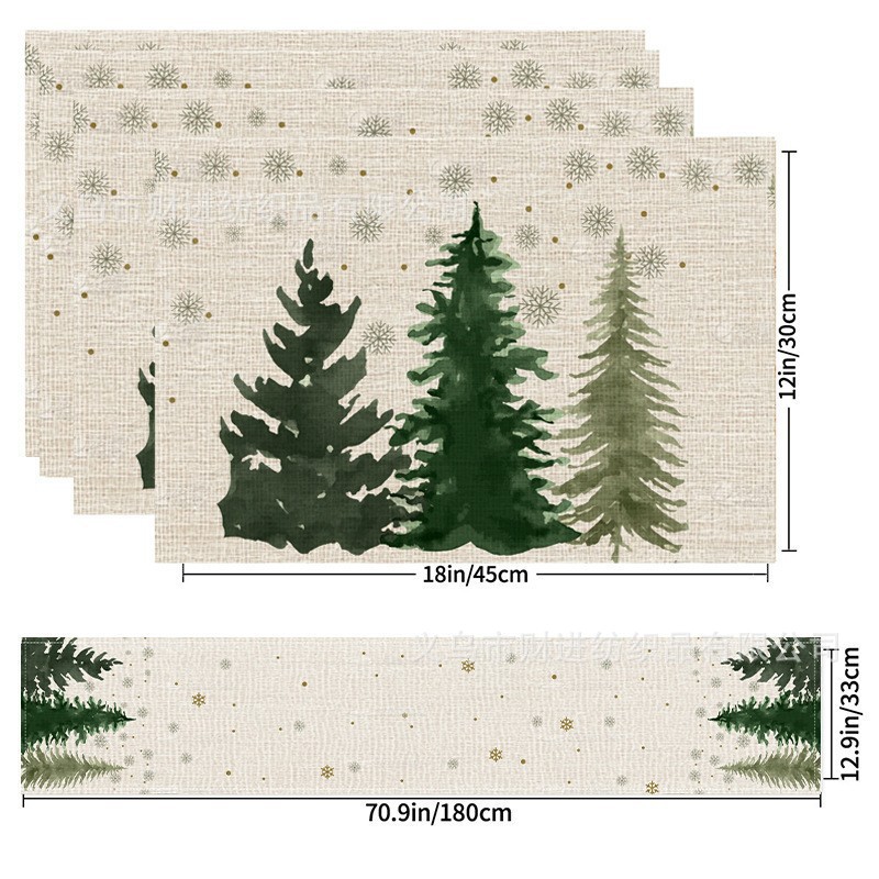 Nuevo cojín de mesa de Navidad 5 piezas Amazon lino impresa manto de mesa de dibujos animados restaurante manto de mesa de Navidad aislante