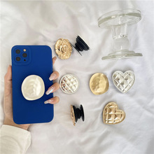 跨境外贸复古立体金属气囊支架创意懒人桌面折叠可伸缩手机指环扣