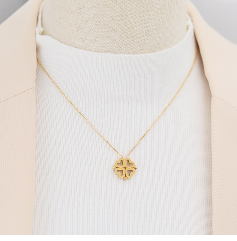 Fashion Heart Shape Titanium Steel Gold Plated Pendant Necklace 1 Piece