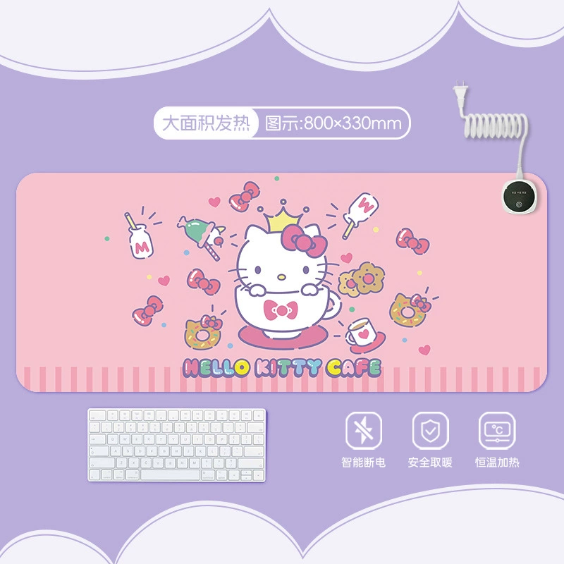 Hello kitty, table mat writing, table teaching laptop, mouse