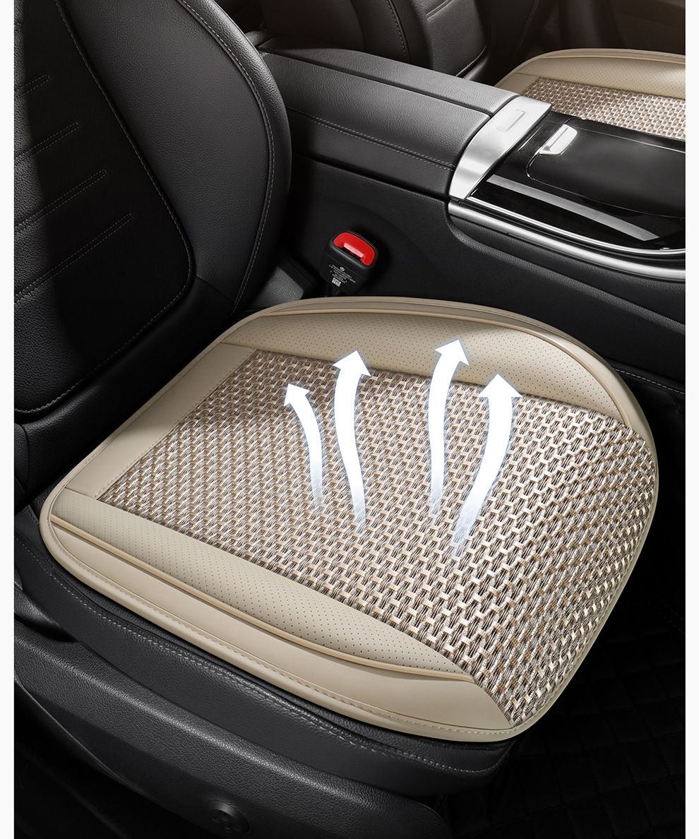 Factory Direct Sales Breathable Leather and Ice Silk Combination Three-Dimensional Comfortable Soft Universal Car Seat Cover for All Seasons, Durable and Stain-Resistant