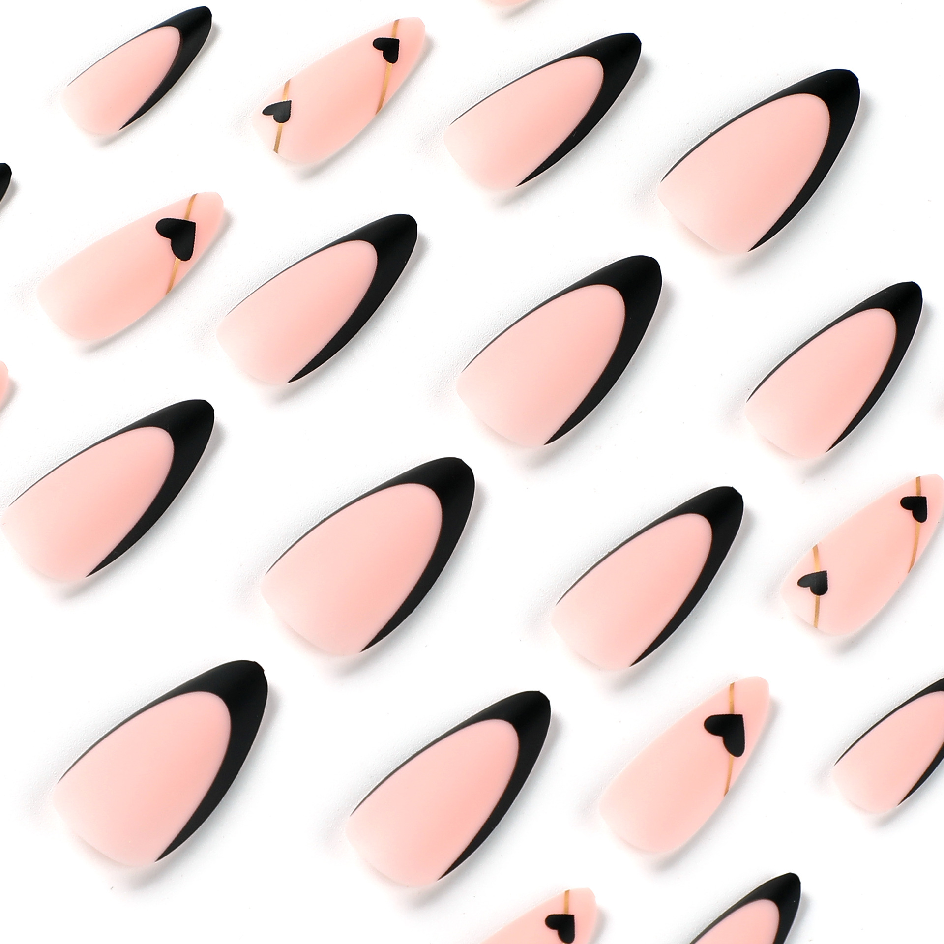 Desgaste pieza de uñas esmerilado negro francés amor oro hilo desgaste de uñas dulce fresco pieza de uñas acabado desmontable Avanzada