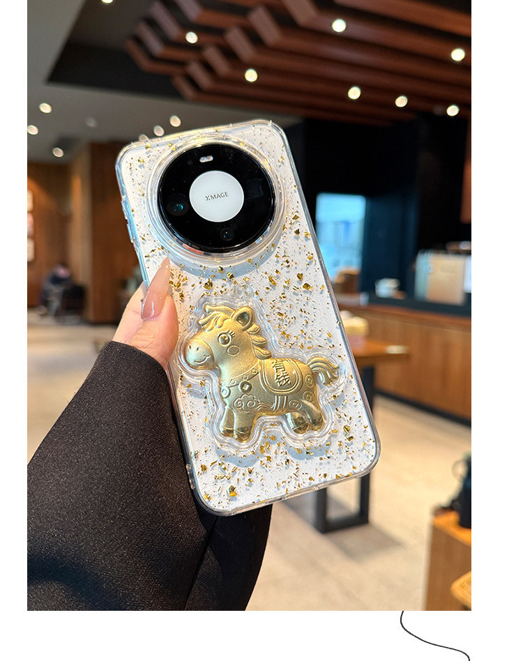 Huawei Mate 80 Pro Max Phone Case Gold Foil Blessing Good Fortune God Of Wealth Premium Feel Anti Drop Transparent Case Compatible With Mate 60 Pro_voghion.com