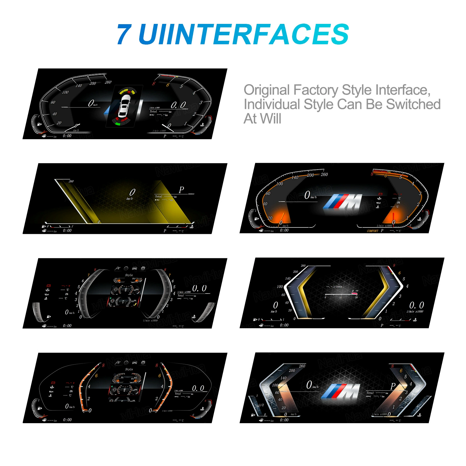 Подходит для BMW F10/F11/F18 с ЖК-панелью приборов, функцией CarPlay, возможностью подключения мобильного телефона, 7 вариантов пользовательского интерфейса.