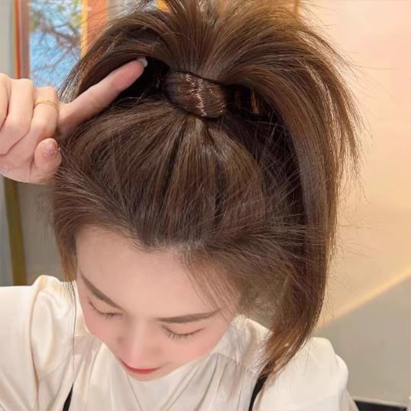 Peluca, lazo para el cabello, cola de caballo, cuerda para el cabello de simulación, cuerda para la cabeza, 2025 nueva funda de cuero para mujer con banda de goma de alta gama