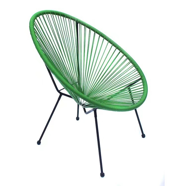 Silla de huevo personalizada color huevo balcón mecedora de caña material transpirable con mini mesa de té de hierro forjado pequeño image 3