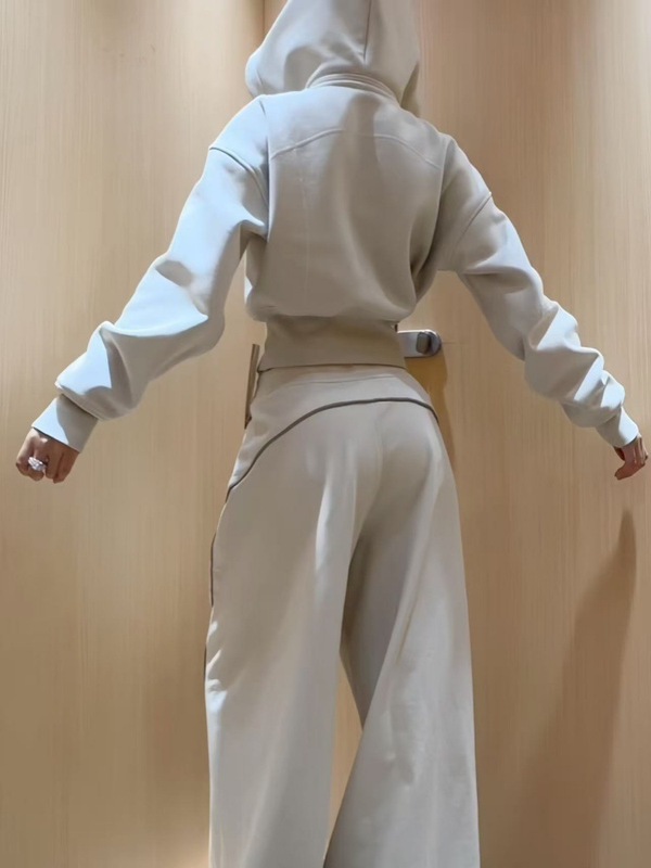 白灰色休闲运动套装女卫衣休闲裤子一整套秋冬季2025新款韩系穿搭|undefined