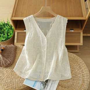 Real Shot of Ready-Made French High-End Embroidered Vest, Thin Design, Layered Sleeveless Vest Top for Women Summer