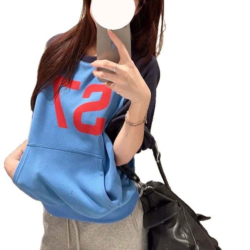 ins超火秋季新款美式复古撞色印花长袖卫衣女休闲风百搭潮流上衣|undefined