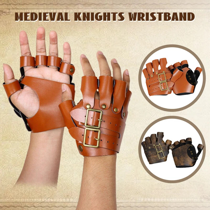 Cross-Border Black Pu Medieval Leather Wrist Guards Punk Arm Guards Retro Clothing Accessories Arm Sleeves