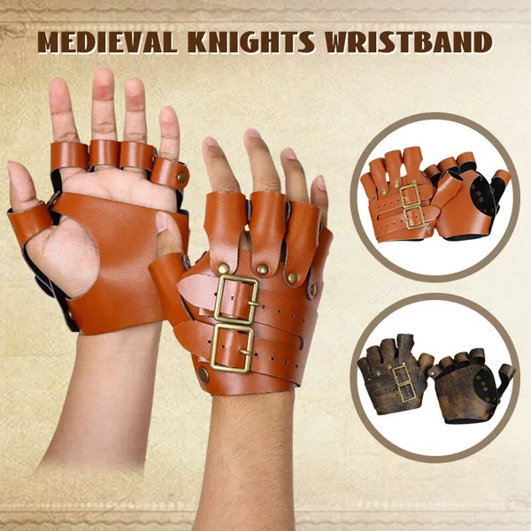 Cross-Border Black Pu Medieval Leather Wrist Guards Punk Arm Guards Retro Clothing Accessories Arm Sleeves