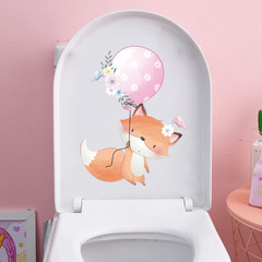 New M-73 cartoon cute fox balloon flowers pastel girl heart toilet seat cover home decoration wall sticker self-adhesive