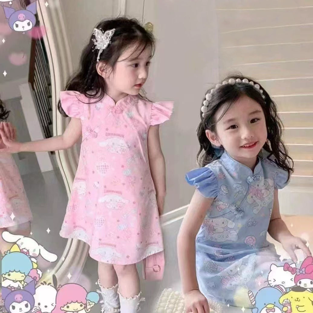 Летнее платье для девочек 2025 новый национальный стиль новый китайский стиль