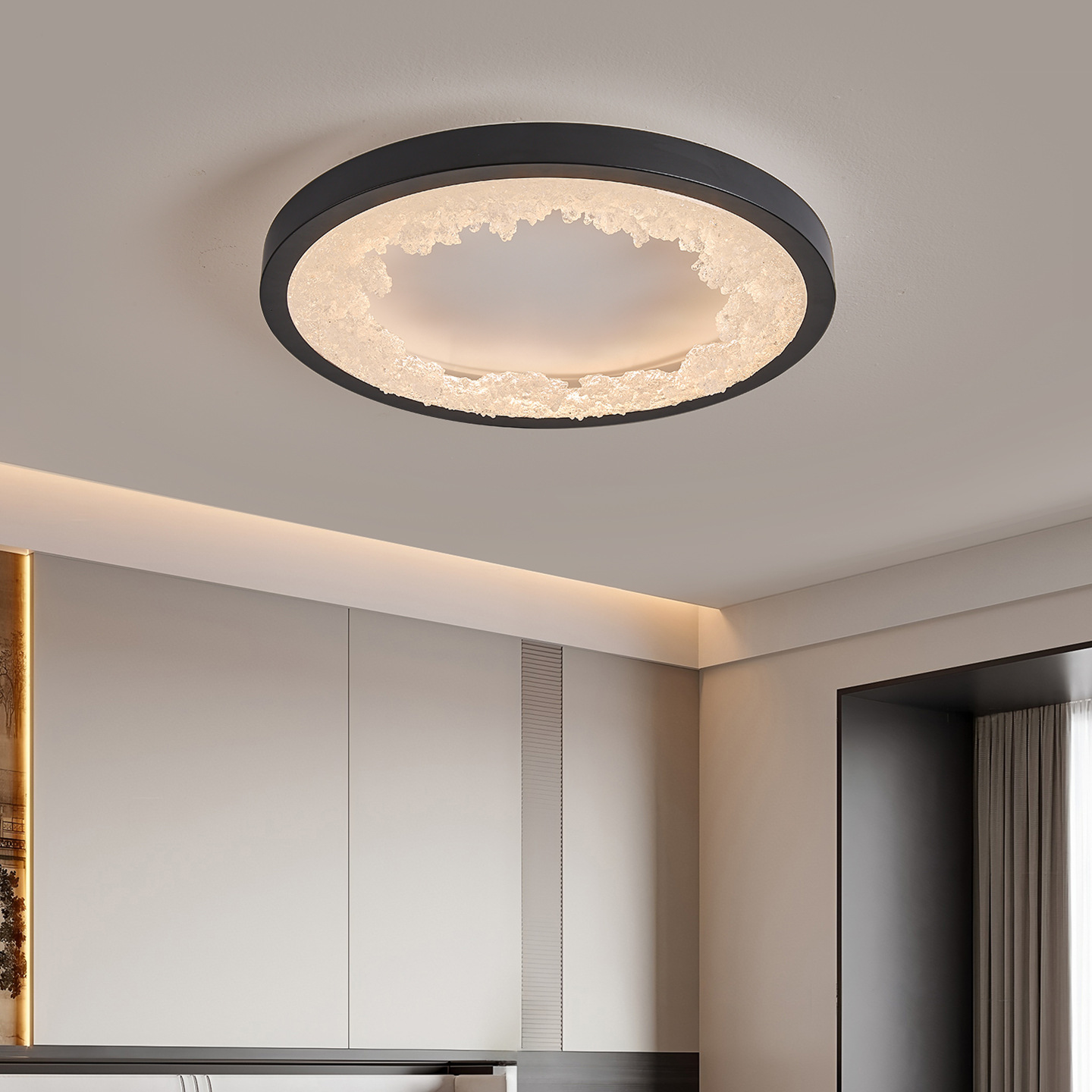 Italiano minimalista dormitorio lujoso lujoso sencillo resina de cristal de platino lámpara de protección de ojos dormitorio principal 255L