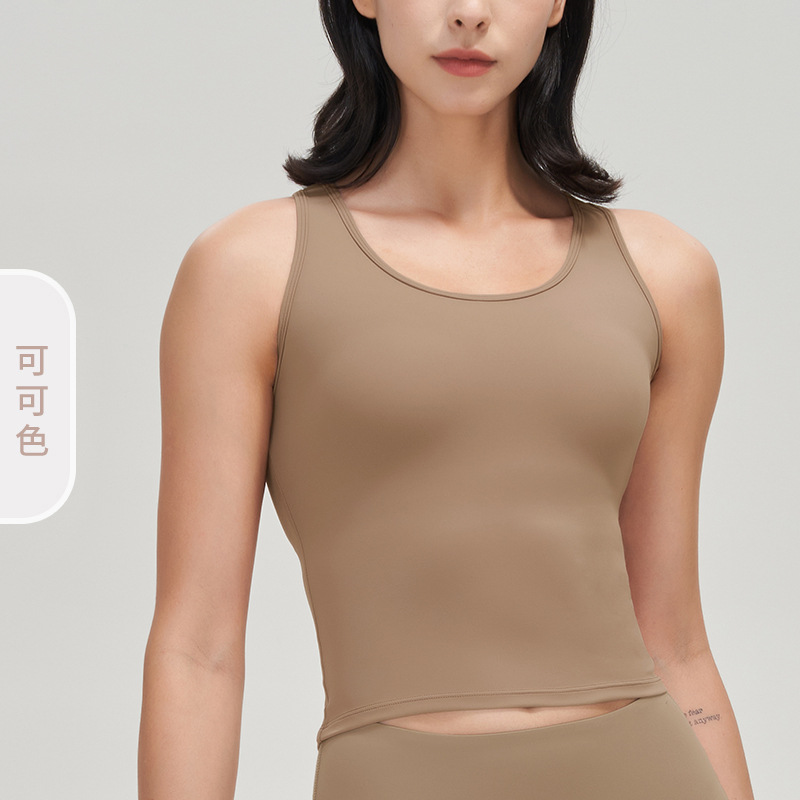 2022 otoño e invierno nuevo lycra yoga chaleco a prueba de golpes soporte superior con almohadilla en el pecho belleza espalda súper elástico deportes apretado ropa de yoga