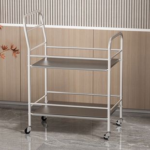 Stainless Steel Trolley Dining Cart Hot Pot Vegetable Rack Medical Kitchen Pots and Pans Plate Storage Cart Bathroom Storage Rack