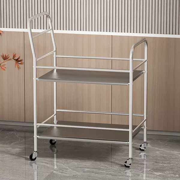 Stainless Steel Trolley Dining Cart Hot Pot Vegetable Rack Medical Kitchen Pots and Pans Plate Storage Cart Bathroom Storage Rack