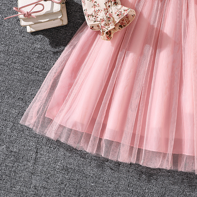 Mädchen Blumenkleid Mit Kragen Und Langarm Im Mesh Prinzessin Stil_voghion.com