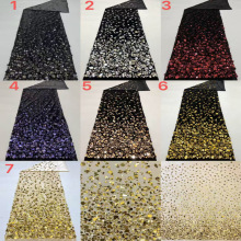 新款渐变绒底+珠子绣+大小亮片绣 女裙旗袍外套马甲礼服珠绣面料