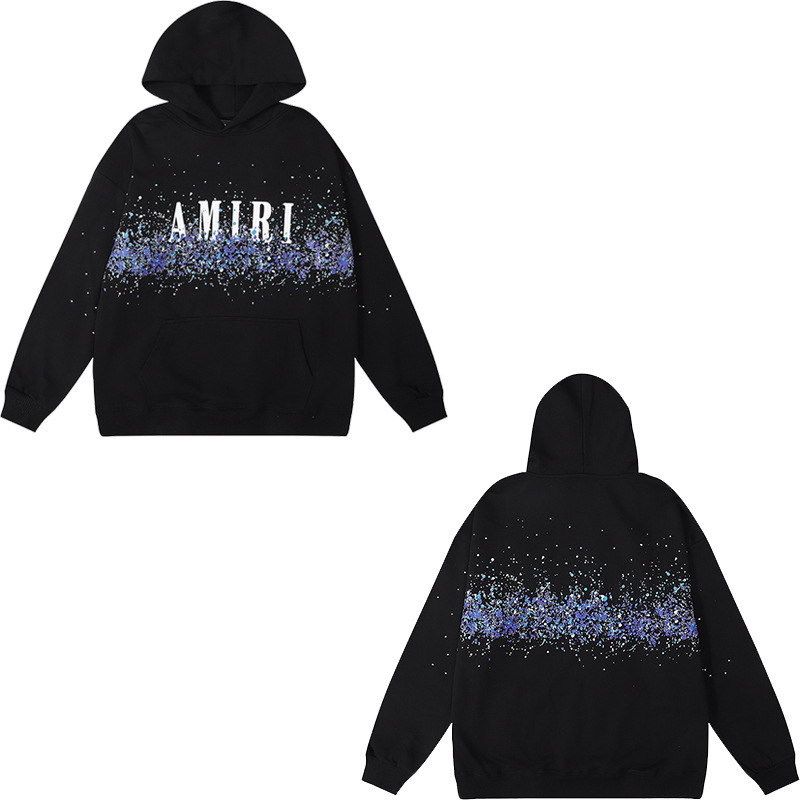 アメリカンストリート Amiri ニッチハイストリート男性と女性のカップルソリッドカラーコットンプリントプルオーバースウェットシャツレトロパーカー|undefined