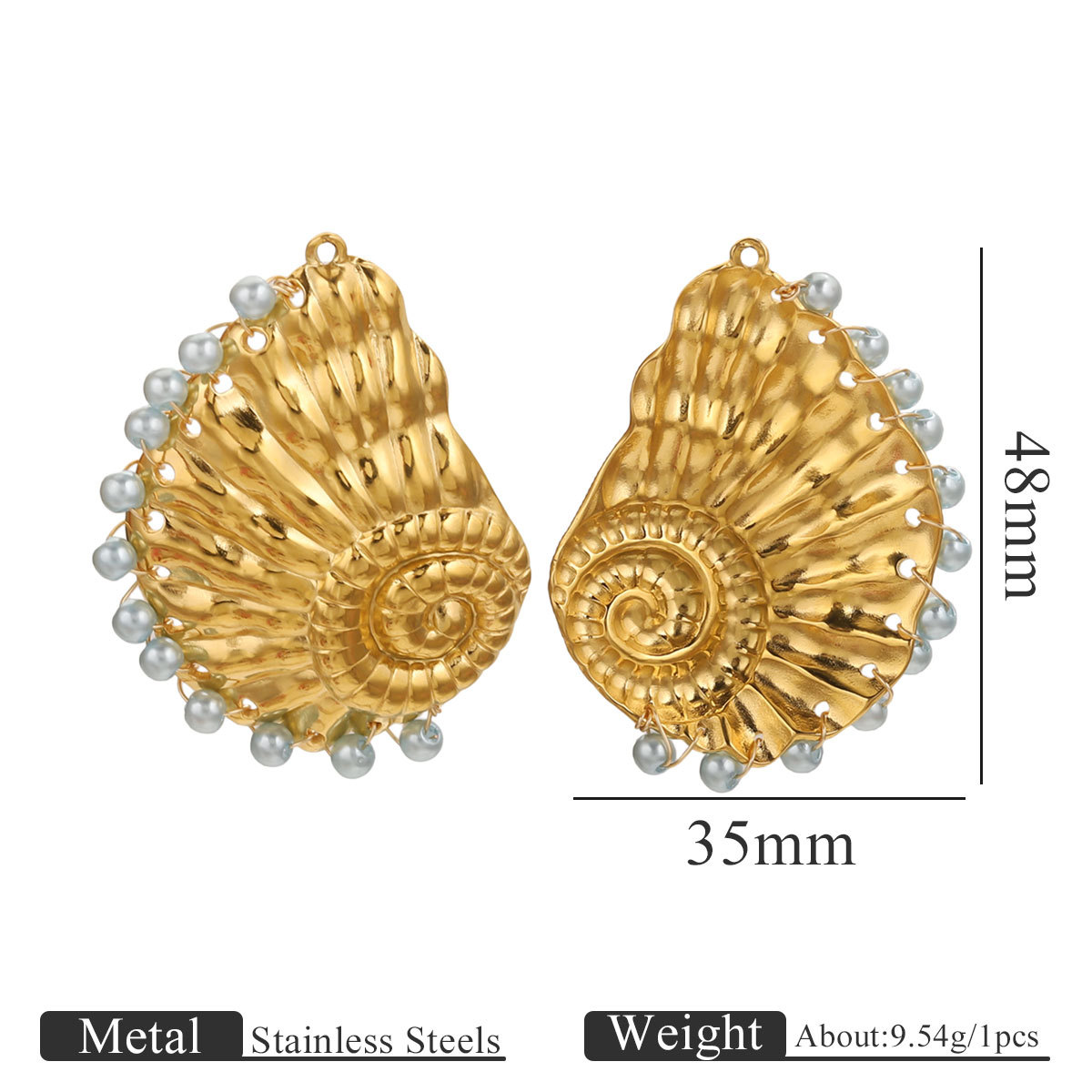 Serie océano de acero inoxidable caracol grande colgante de concha grande colgante DIY accesorios de joyería hechos a mano al por mayor