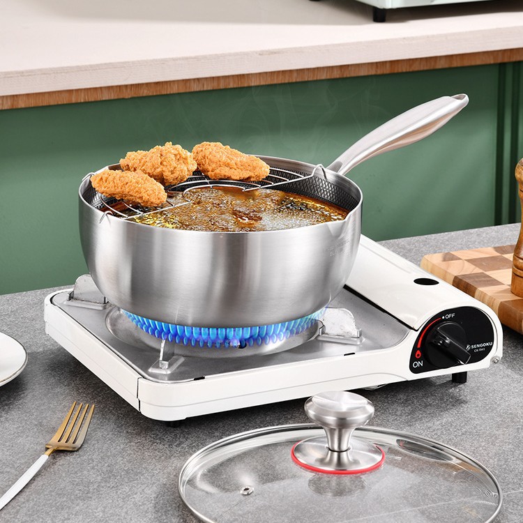 304 Five-Layer Steel Cooking Pot, Non-Coated Non-Stick Small Pot for Cooking Noodles, 316 Stainless Steel, Suitable for Induction Cooker, Household Use