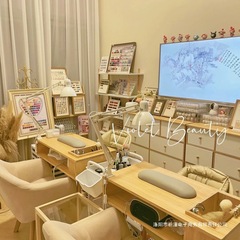 实木特价美甲桌子红日式美甲店带内嵌吸尘器轻奢简约美甲桌椅套装