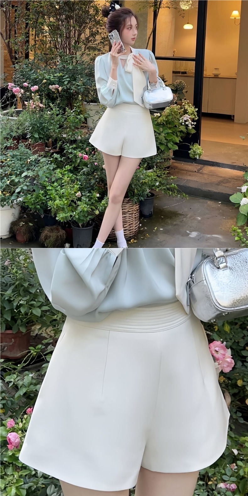 Ensemble deux pièces GraceChic printemps, pantalon long, tailleur professionnel, chemise élégante pour femme, short tendance style coréen_voghion.com