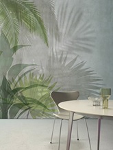 现代简约热带植物壁画北欧风棕榈叶植物壁纸沙发卧室书房茶室墙纸