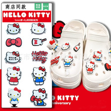 跨境新款洞洞鞋配件diy饰品立体鞋花KT猫鞋扣croc同款可拆卸鞋扣