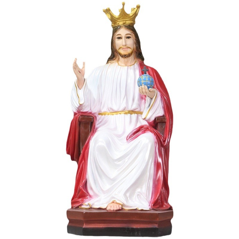 50cm transfronterizo del trono del rey, estatuas de la iglesia de la casa decora la sala de estar de la figura principal