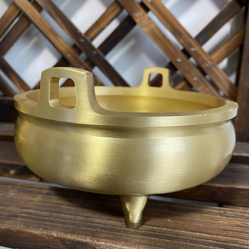Pure copper incense burner, all copper three-legged large size, incense burner for Buddhist ornaments, fairy family worshiping gods, home offering incense burner, incense burner