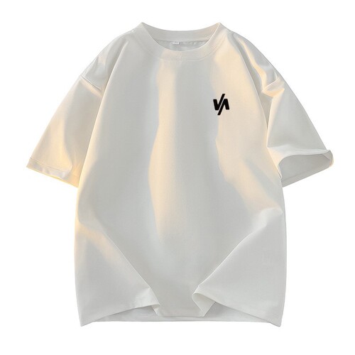 Wholesale summer new round collar short-sleeved t-shirt men's casual loose solid color base shirt printable men's pure T