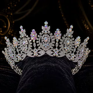 新款世界选美冠军概念皇冠crown亚马逊跨境新娘皇冠头饰超大圆冠