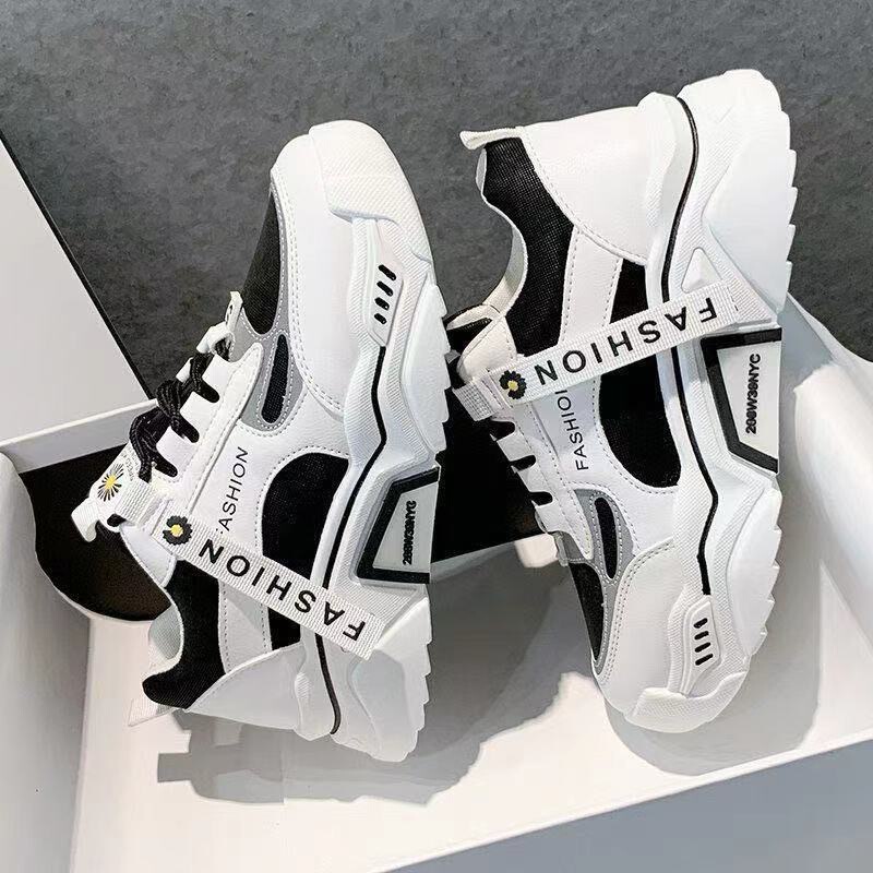 Trendy Dad Sneakers for Women That Make Feet Look Smaller, New Spring/Summer 2022 Model, Versatile Lightweight White Leather Sports Shoes