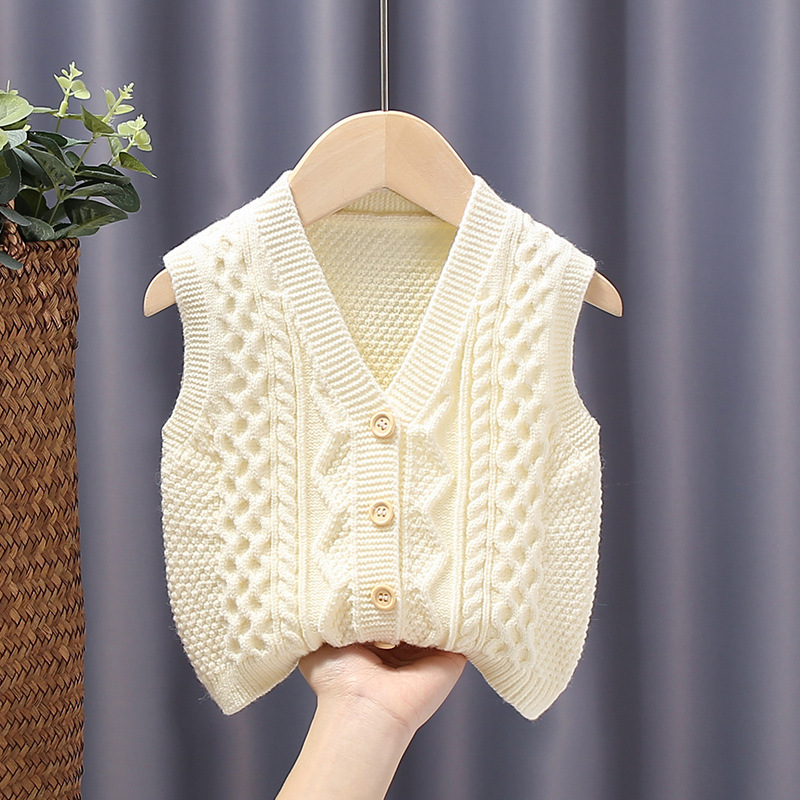 Chaleco de punto dividido para bebé Otoño e Invierno ropa exterior de bebé Chaleco de color sólido chaleco pequeño para chaqueta de niños medianos y pequeños