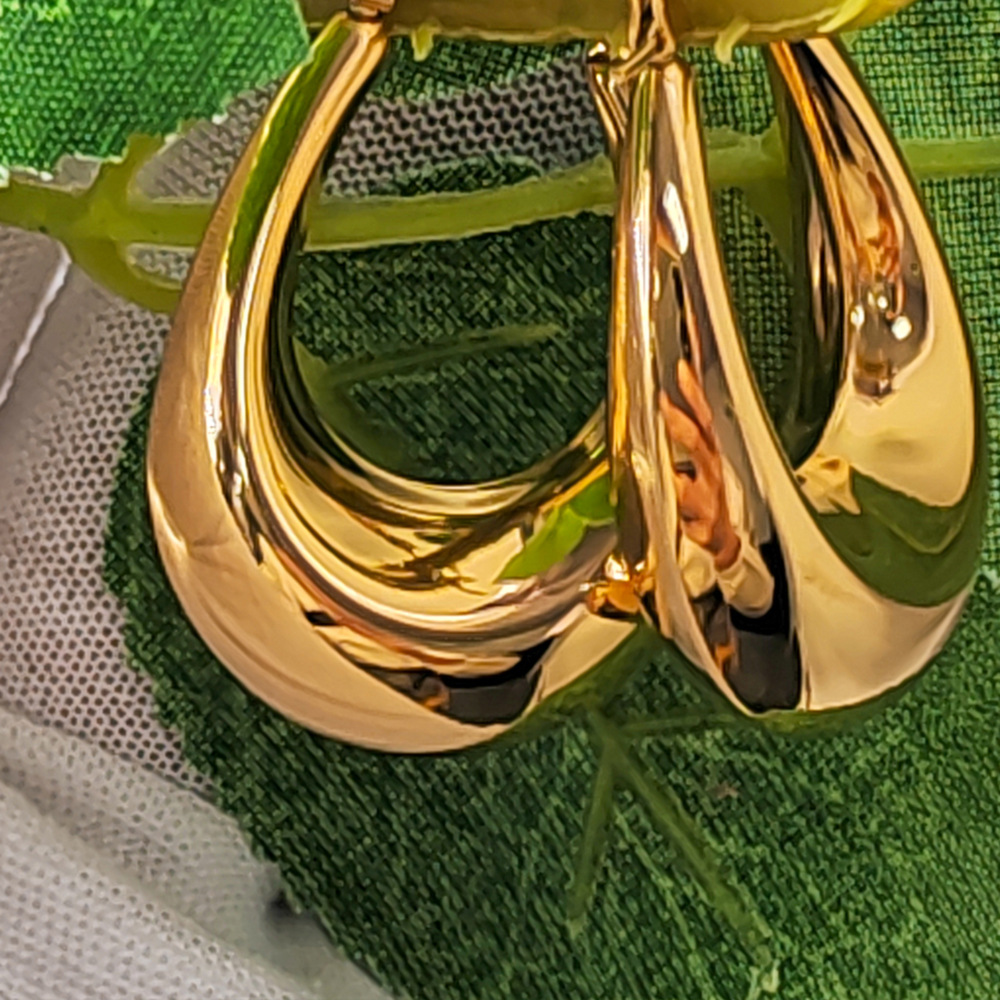 18K Gold, Real Gold Plated Plating Material Earrings Classification Daily Occasion Punk U Shape Plating 304 Stainless Steel 18K Gold Plating In Furnace Stainless Steel Earrings